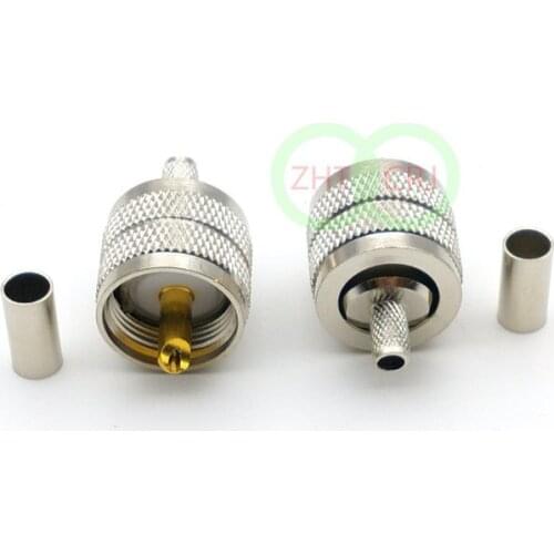 100pcs UHF PL259 Male Crimp Plug for RG58 RG142 RG400 LMR195 cable RF connector