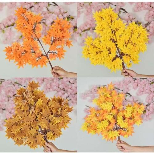 12pcs 60cm Autumn Maple Tree Leaf Leaves Artificial Silk Branch For Wedding Home Office Hotel Decoration DIY Tree Making