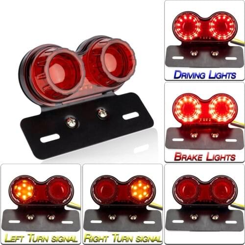 12V Universal Motorcycle LED Taillight Custom Motorbike Rear Stop Brake Lamp License Plate Light Turn Signal Indicators for BMW