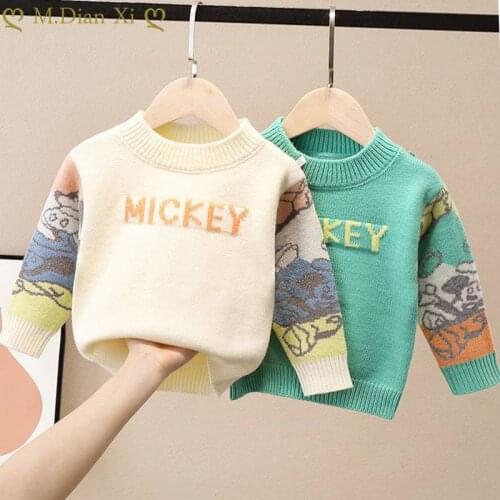 2021 Children Boys Girls Sweaters Baby Clothes Toddler Warm Coat Kids Cartoon Mickey Kids Tops Clothes Wool Pullovers
