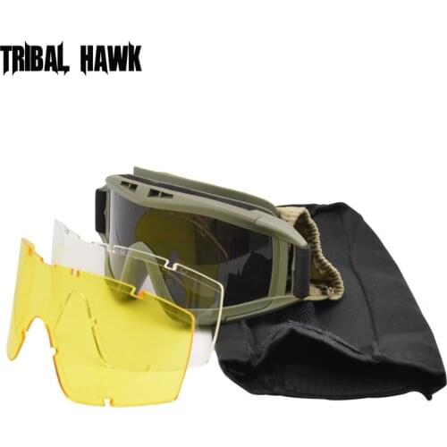 3 Lens Military Airsoft Tactical Goggles Shooting Glasses GX1000 Motorcycle Windproof Safety Protective Goggles Hiking Eyewear