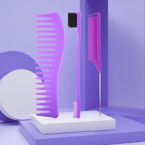 3pcs Wide Teeth Comb Detangling Hair Brush Anti-Static Combs Hairdressing Tools X7XA