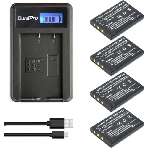 4pc 1200mAh NP-60 NP 60 NP60 Battery+ LCD USB Charger for Samsung SLB-1037 for Fujifilm NP-60 Kodak KLIC-5000 for Olympus Li-20B