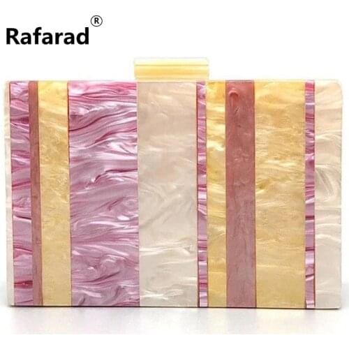 Acrylic Beautiful Clutch Bag For Stylish Girls Colorful Pearl Striped PVC Evening Girl Lady Flap Travel Beach Party Purse Wallet