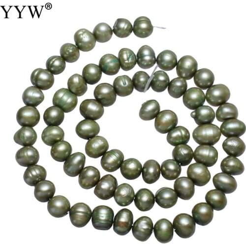 Tea Green 5-6mm Cultured Potato Freshwater Pearl Beads 0.8mm Hole 14.5Inch/Strand for DIY Bracelet Necklace Jewelry Making