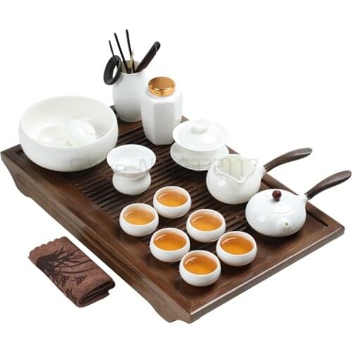 Pure white porcelain kung fu gaiwan tea set ceramic teapot cup wash bowl tea ceremony