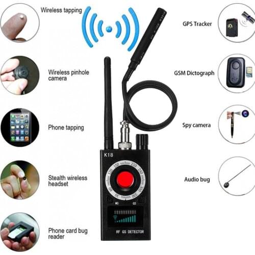 K18 Multi-function Anti-spy Detector Camera GSM Audio Bug Finder GPS Signal Lens RF Tracker Detect Wireless Products 1MHz-6.5GHz