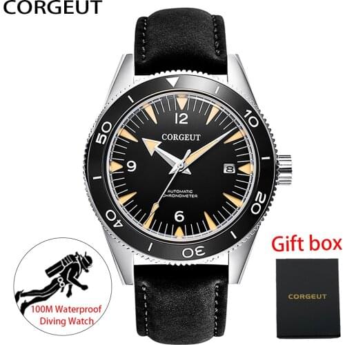 CORGEUT 41mm Automatic Mechanical Watch Men Luxury Brand Military Clock Leather Strap Luminous Waterproof Wristwatch Men New