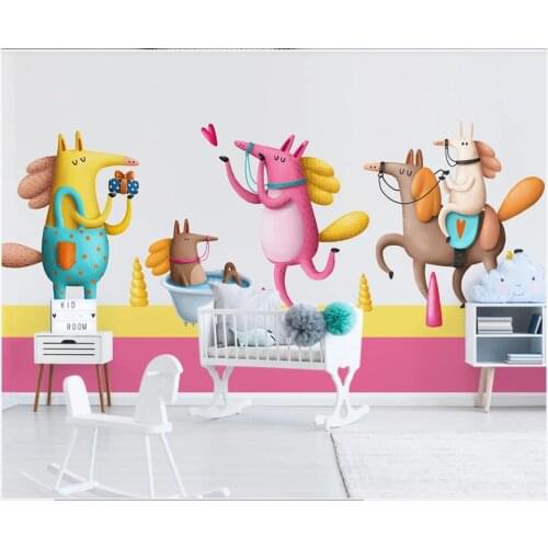 Custom mural 3d wall mural on the wall Hand drawn cartoon animal childrens room photo wallpaper in the living room