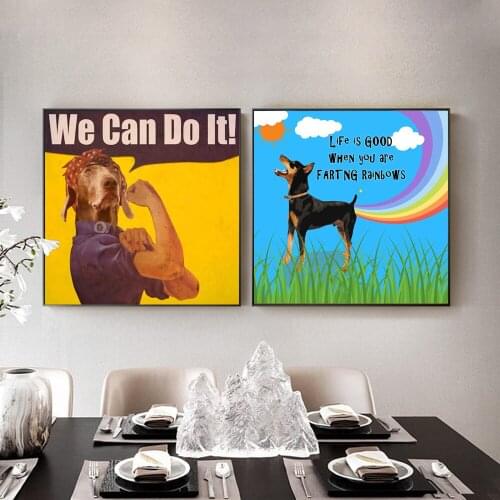 Wall Art Fashion Animals Canvas Painting Posters and Prints Pop Art Pet Dogs Pictures for Living Room Cuadros Decoration