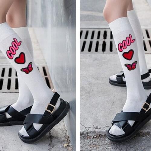 Lolita Girls Socks Princess Crown Pattern Stockings Children Dress Up Spring Autumn High Long Socks For Kids Star Butterfly Gift