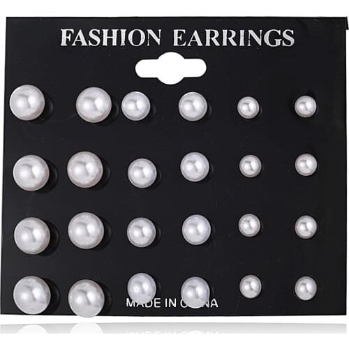 New artificial pearl earring set 12 pairs classic simple temperament Fashion Earrings