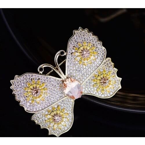 OKILY Fashion Animal Brooches CZ Pins and Brooch Delicate Butterfly Brooches Winter Coat Accessories Jewelry for Women Gift