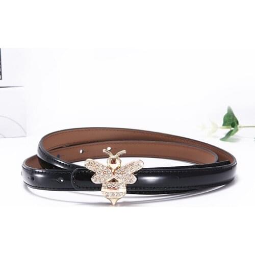 Cow Leather Womens Belt Fashion Bee Buckle Thin Luxury Belts for Women Female Belt Ceinture 2021 Waistband Corset High Quality