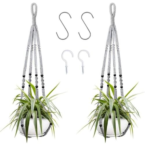 Net Bag Plant Support Hand-woven Flower Pot Hanging Basket Decor Handmade Boho Bohemian Garden Home Christmas Rope Botanic Hooks