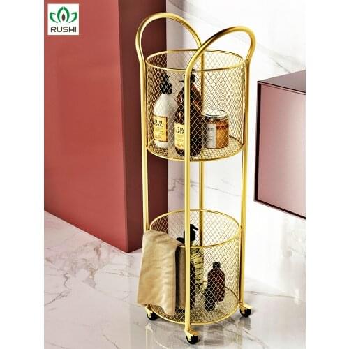 Nordic Iron Storage Rack Bedroom Fashion Metal Frame Removable Bathroom Storage Rack Floor Ins Trolley Kitchen Items Organizer