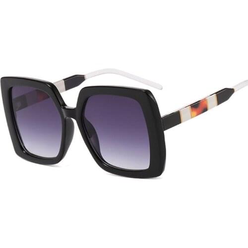 Veshion Square Simple Stripe Goggle Sunglasses Men Women Fashion Shades UV400 Vintage Glasses