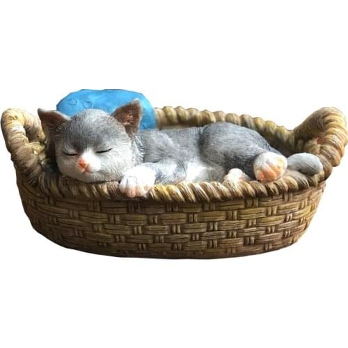 Fair Garden Sleeping Cat Statue Waterproof Resin Hanging Garden Ornament for Outdoor Yard Lawn Spring Summer Decoration