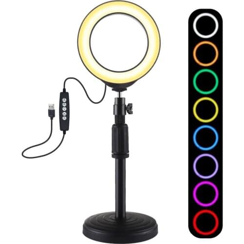 4.7/6.2 Inch USB RGBW Dimmable LED Selfie Ring Light Youtube Video Live Photo Studio Vlogging Light&Desktop Mount Stand Holder