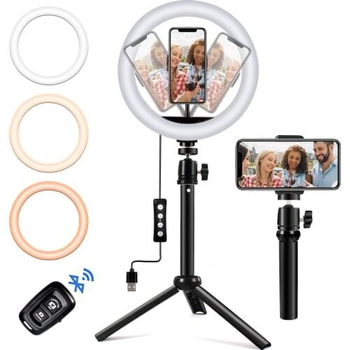 26CM Led Ring Light Photography Tripod with Ring Light for Make Up Selfie Ring Light with Stand for Studio Outdoor Streaming