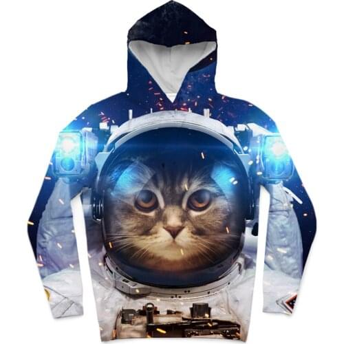 REAL American SIZE High Quality Cat of the Galaxy Sublimation Printing Plus Size Hoodies