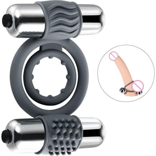 Vibrating Cock Ring With Loop Stainless Steel Penis Ring Metal Cock Vibrator Ring Double Reusable Men Delay Ring Ejaculation