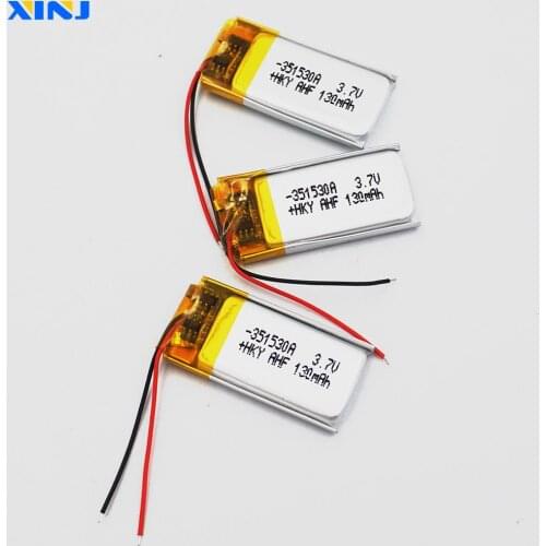 XINJ 3pcs 3.7V 130mAh Li lithium-polymer battery Liion cell For DIY headphones bluetooth speaker smart watch Music player 351530