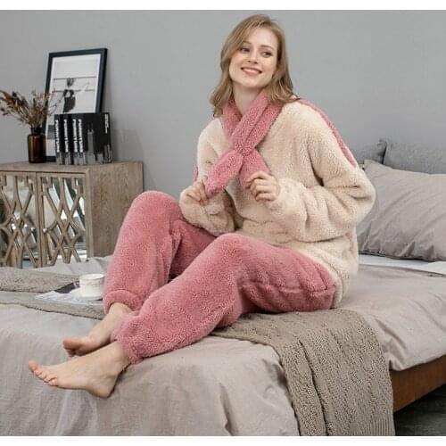 Womens Pajama Winter Sleepwear Cotton Underwear Home Clothes Cute Nightwear Clothing Sets Plus Size Room Wear Nighty for Ladies