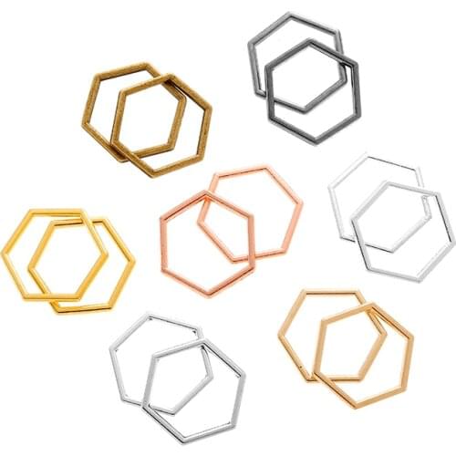 10pcs 7Color Mini hexagon Charm Hollow Glue Blank Pendant Tray Bezel Charms DIY Bracelet Necklace Handmade Bezel Mold