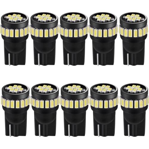 10x T10 W5W Led Light White Car Led Light Can-bus Wedge Light Side Bulb T10 W5W Canbus Led 6000K 194 3014 24 SMD Led Error Free