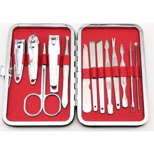13pcs Stainless Steel Pedicure Nail Clipper Cutter Set Manicure Nail Art Tools Household Ear Spoon Pedicure Nail Scissors Kit