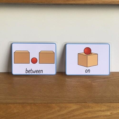 9pcs English Cognitive Flash Cards Study Position Preposition Early Learning Aids Educational Games for Children