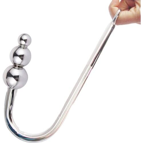 CamaTech Metal Anal Rope Hook Bondage With Solid 3 Anus Balls Stimulation Stainless Steel Anal Beads Dilator Butt Plug Sex Games