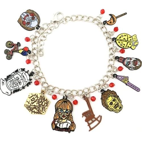 Annabelle Conjuring Captain Spaulding Hellraiser Leatherface Sam Doll Trick or Treat Saw Horror charm bracelet HRBCC01