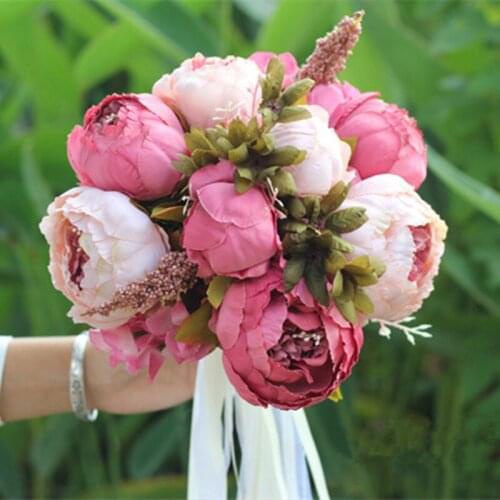 Free Shipping Wedding Decoration Flower Artificial Chinese Peony Bouquet Bride Bridesmaid Holding Flower