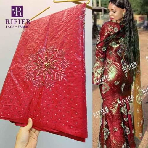 Beaded Basin Riche Fabric With Rhinestones French Bazin Jacquard Style Lace Latest Design 2021 Nigerian Stones Beads Material