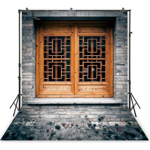 Photo Backdrop Vintage Old House Shabby Wood Window Background Brick Wall Photocall Studio Photoshoot Filming Picture Wallpaper