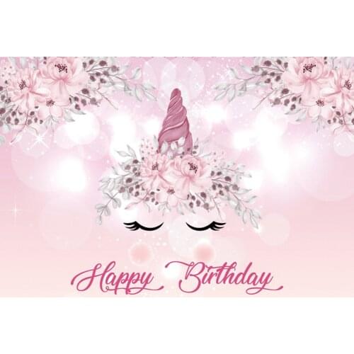 Customize Rose Floral Flowers Unicorn Backdrop Sweet 15 16 Girl Princess Birthday Prom Party Background For Newborn Baby Shower