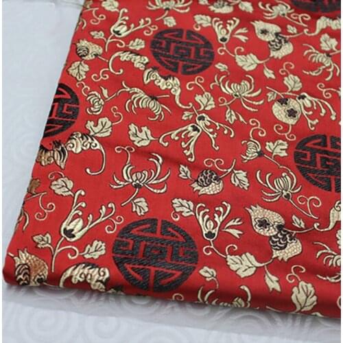 HLQON 75cm width brocade Tang suit black fabric for patchwork felt tissue telas bed sheet cheongsam dress children coat cloth