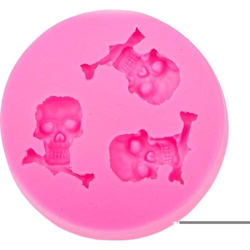 3 Hole skull Halloween Silicone Mold chocolate Fondant moulds baking cooking cake Decorating Tools T0492