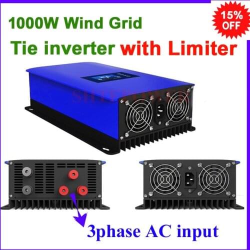 Wind grid tie power inverter MPPT 1000w 1kw 3 phase ac 22-65v 45-90v free shipping with limiter function and dump load resistor