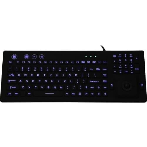 IP68 Waterproof Silicone Backlit Keyboard with Trackball 106 Keys Backlight Trackball keyboard