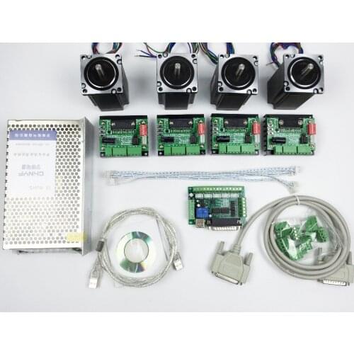 CNC Router Kit 4 Axis, 4pcs 1 axis TB6560 driver +one interface board + 4pcs Nema23 312 Oz-in stepper motor + one power supply