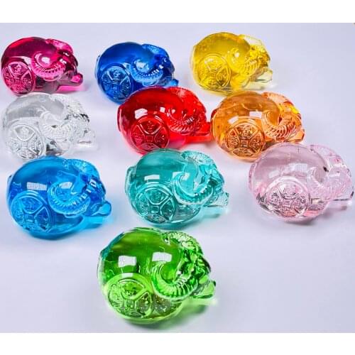 Beautiful Colorful Hand-Carved Rhinos Quartz Crystal Decoration