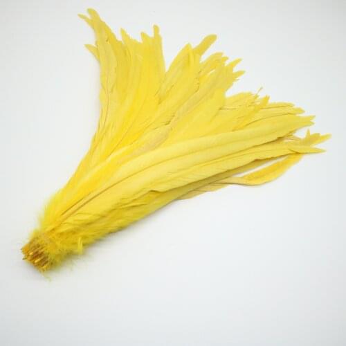 Beautiful Yellow 100pcs 30-35CM Rooster Feathers Clothing Wedding DIY Decoration Accessories Feathers For Crafts Plume