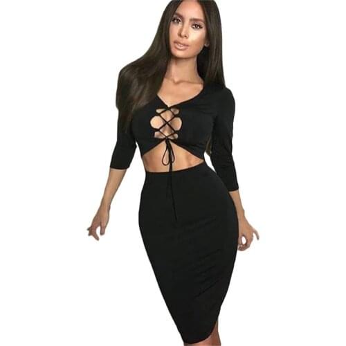 Terry Pau TP101396 Front Part Lace-Up One-Piece Dress