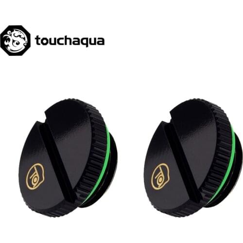 2PCS Bitspower Touchaqua G1/4" Low Profile Water Stop Fittings Sealing Up Plug Black ,Silver,TA-F09