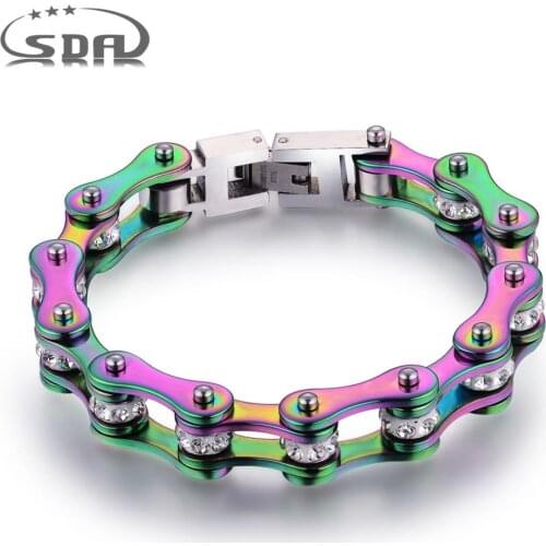 SDA New Rainbow Motorcycle Chains Bracelet Lucky Jewelry for Women Girl Gift Multiple Size Factory Dropship Top Quality