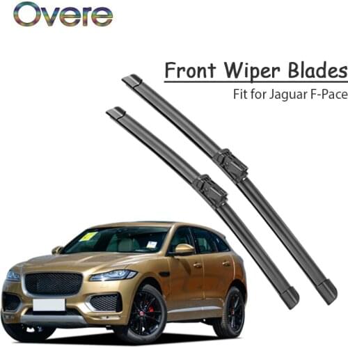 Overe 1Set Rubber Car Front Wiper Blade Kit For Jaguar F-Pace 2016 2017 Windscreen Wiper Cleaning Original replace Accessories
