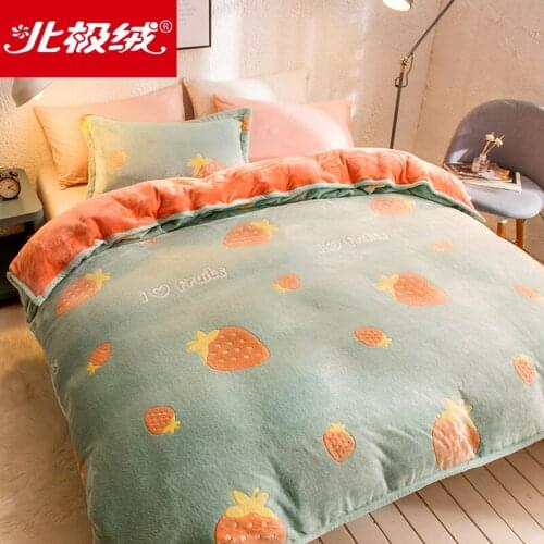 Winter Coral Fleece Quilt Cover Winter Double-Sided Plush Flannel Student Dormitory Single Quilt Double Cover Thick Velvet